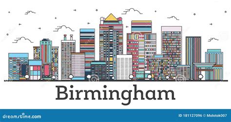 Ville De Birmingham Alabama Densemble Avec Les Bâtiments Couleur