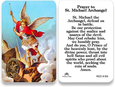 St Michael The Archangel Prayer Card Rcc 9e Amazonca Office Products