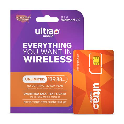 Ultra Mobile 30 Day Wireless Prepaid SIM Card Kit, 40 GB Plan with 15