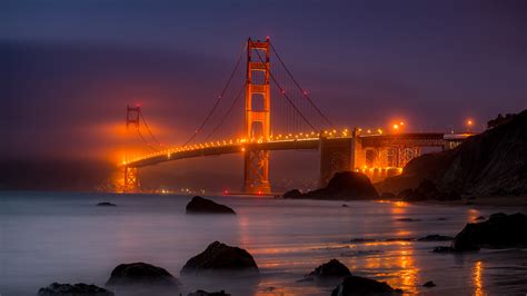 Golden Gate Bridge At Night 4k 8k Wallpapers Hd
