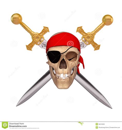 Ancient Skull With Two Sword Stock Illustration - Illustration of ...