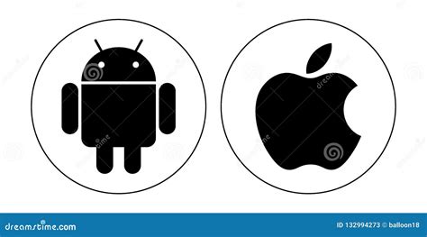 Android Vs Apple Ios Competition Symbol Logo Characters Editorial