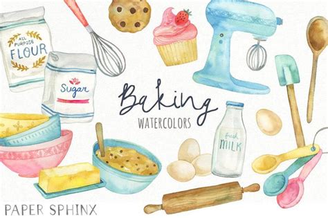 The short bake time in this recipe isn't a typo—these cookies should be moist and fudgy in the center, almost like a brownie. Watercolor Cooking Clipart Kitchen Baking Clipart Mixing ...