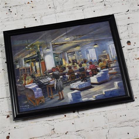 1940s Painting By Colorado Artist Herndon Davis Of Industrial Interior
