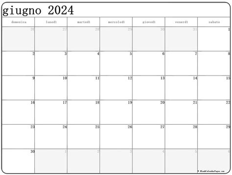 Giugno 2024 Calendario Gratis Italiano Calendario Giugno