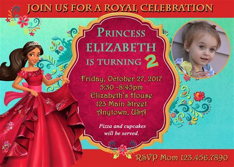 Princess Elena Of Avalor Birthday Invitation 5x7 Digital Print Your