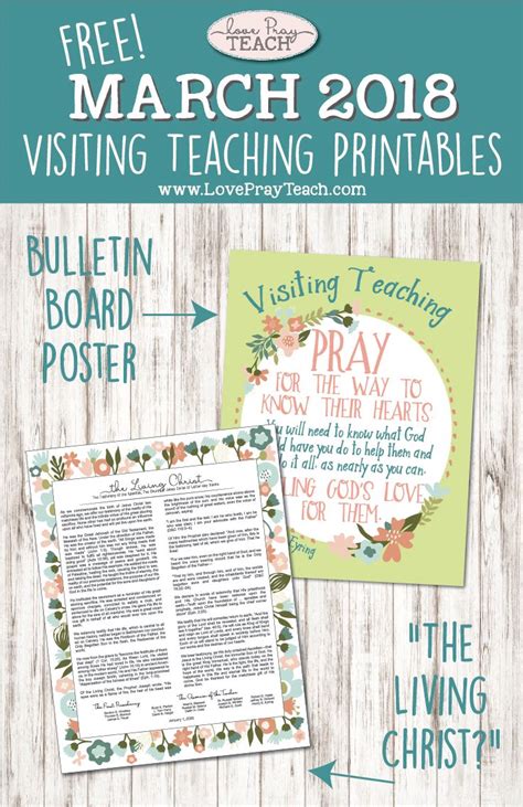 Free March 2018 Visiting Teaching Printables Including Bulletin Board