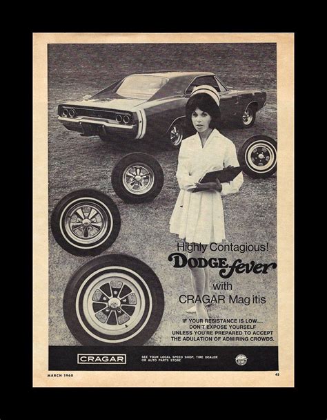 1968 Dodge Charger Original Retro Magazine Ad Cragar Mags Etsy