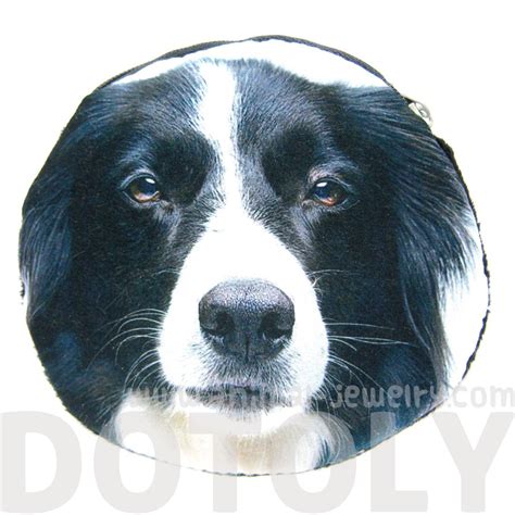 Border Collie Puppy Dog Face Shaped Soft Fabric Zipper Coin Purse Make