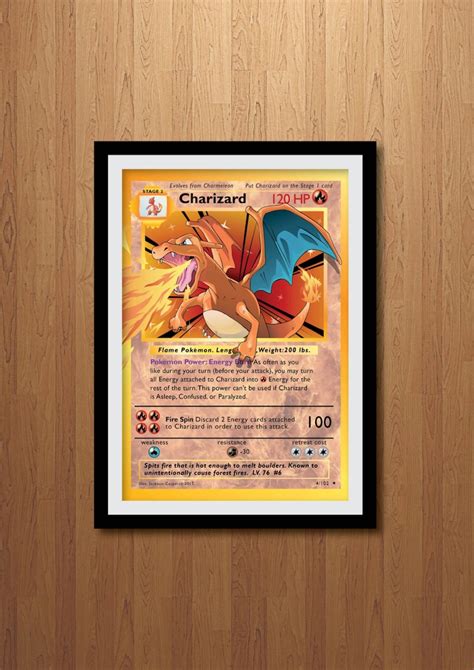 Charizard Giant Pokemon Card Art Print Etsy