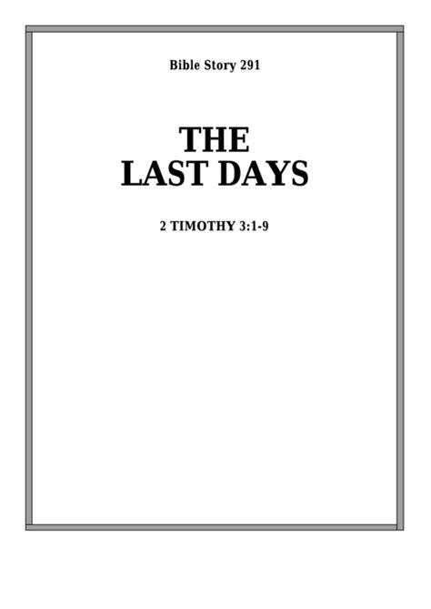 The Last Days Bible Activity Sheets Printable Pdf Download