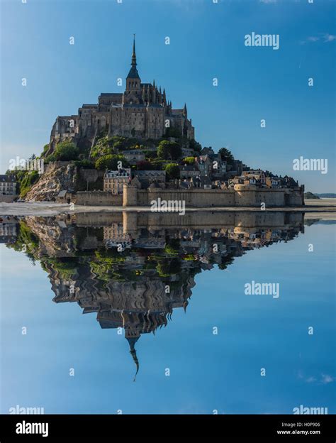 Mont Saint Michel Tidal Island In Summer Normandy Northern France