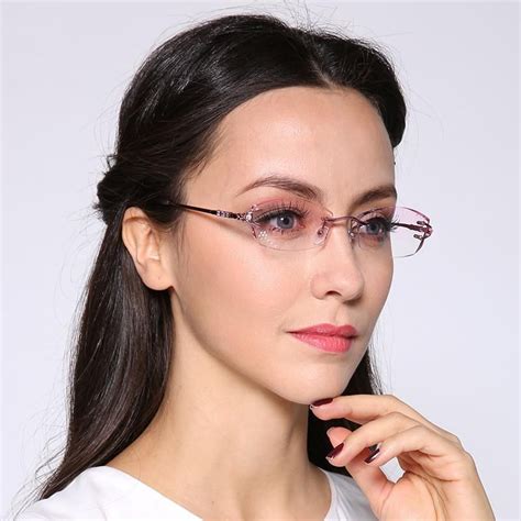 Chashma Brand 2017 Pure Titanium Fashionable Lady Eyeglasses Rimless Spectacle Frames Women