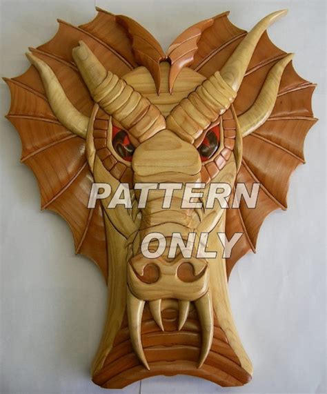 Pattern Of A Dragon Broken Horn Intarsia Sculpture Etsy
