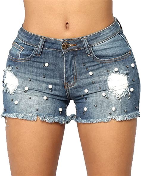 Juqilu Sexy Jeans Shorts Für Damen Kurze Denim Hosen Casual Kurz