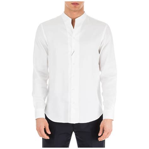 Emporio Armani Mens Long Sleeve Shirt Dress Shirt Modern Fit In White