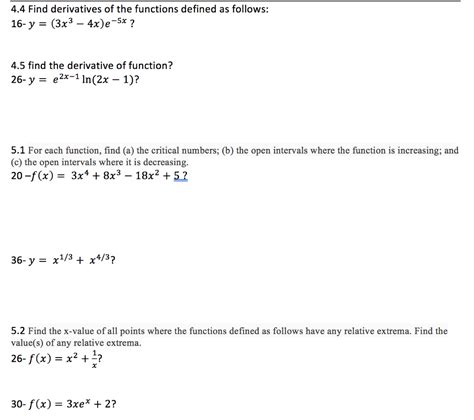 Solved 44 Find Derivatives Of The Functions Defined As