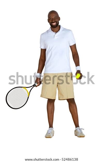 African American Tennis Player Ready Play Stock Photo Edit Now 52486138