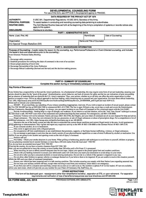army blank counseling form   counseling forms counseling