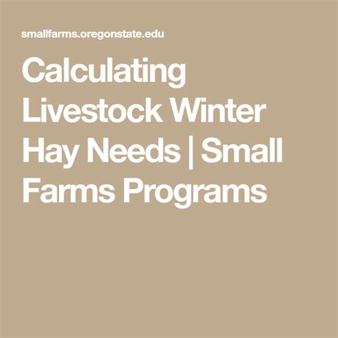 Calculating Livestock Winter Hay Needs Small Farms Programs Small
