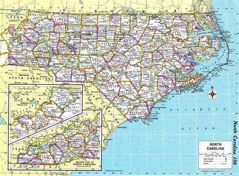 North Carolina Map Instant Download Printable Map Digital Download Wall Art Antique Map Etsy