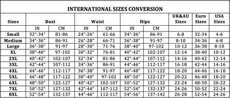Women plus size tops size chart conversion for women - Women's Sizes ...