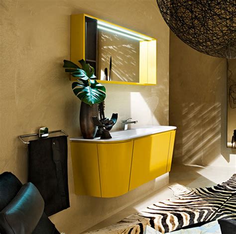 beautiful vivid yellow bathroom vanity  curvaceous