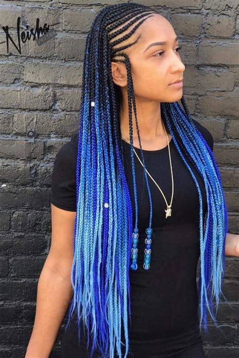 Blue Ombre Knotless Box Braids For Starters There Is No Bulging Knot