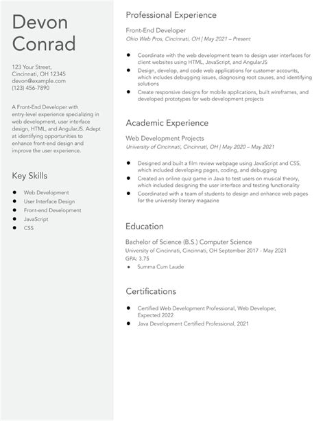 Front End Developer Resume Examples And Templates For 2024