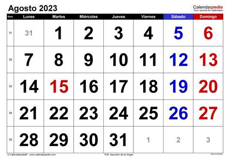 Agosto 2023 Calendar