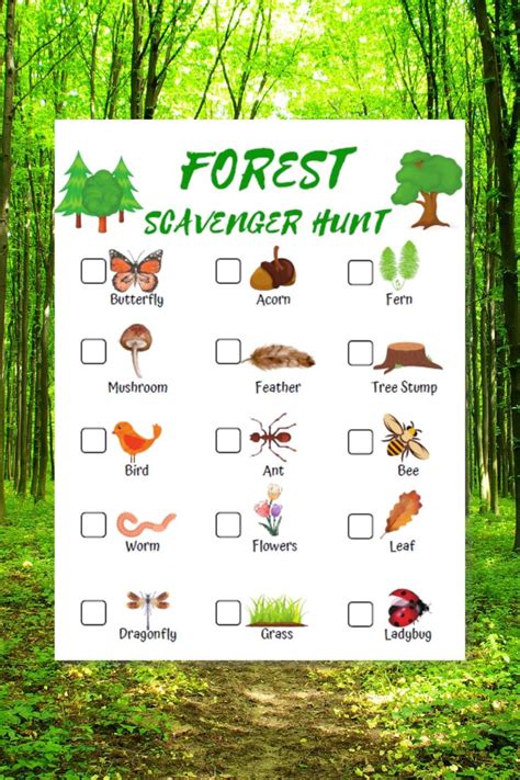 Forest Scavenger Hunt Printable Free