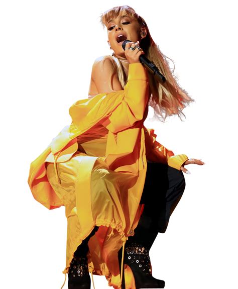 Ariana Grande In Yellow Dress On Stage Png Image Purepng Free