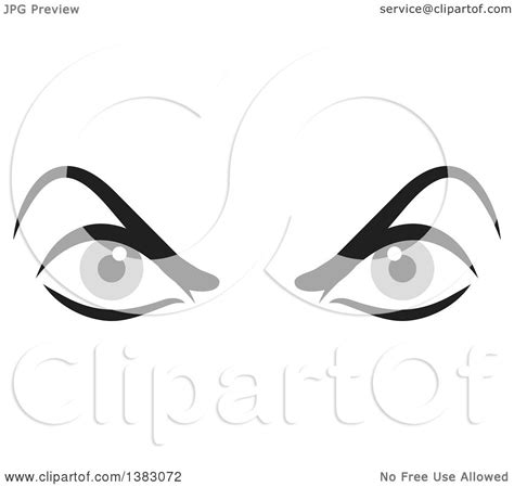 Clipart Of A Pair Of Angry Gray Eyes Royalty Free Vector Illustration
