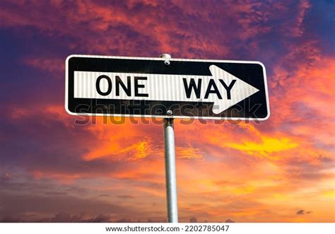 One Way Sign Against Sunset Sky Stock Photo 2202785047 Shutterstock