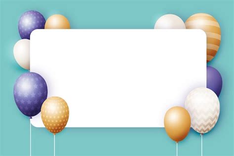 Realistic Balloons With Blank Banner Free Vector