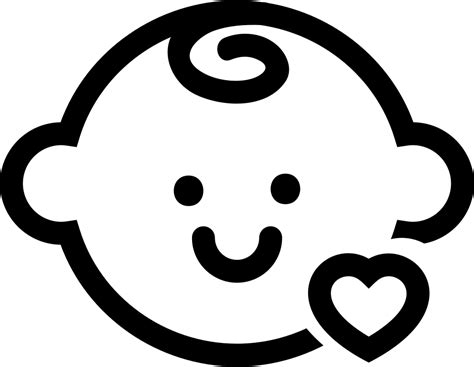 Download Baby Head With A Small Heart Outline Comments Baby Icon Png