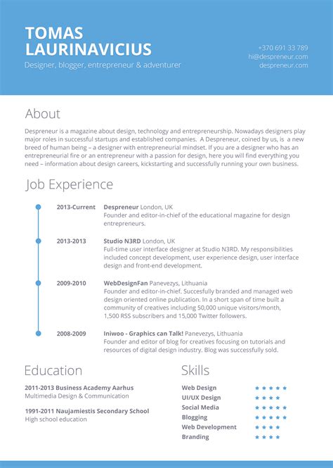 Free Resume Template Designs In Psd Ms Word