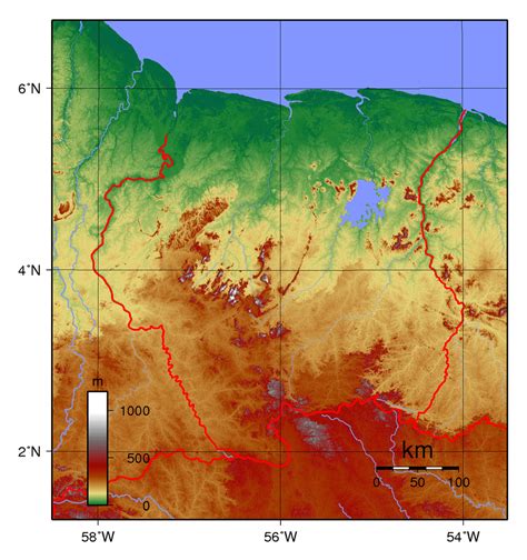 Coronie (district) nickerie (district) the divisions were areas near the capital city, paramaribo, and the districts were areas further away from the city. Large physical map of Suriname | Suriname | South America ...