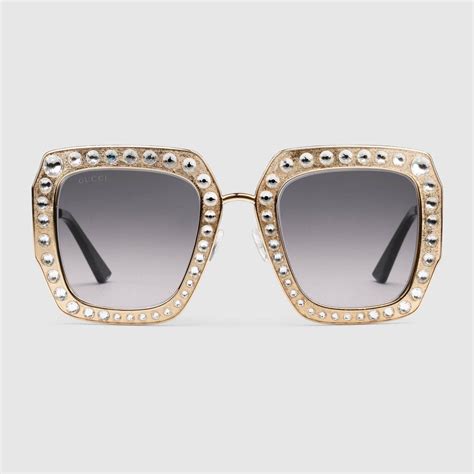 Gucci Oversize Square Frame Metal Sunglasses In Gold Modesens In 2020 Metal Sunglasses