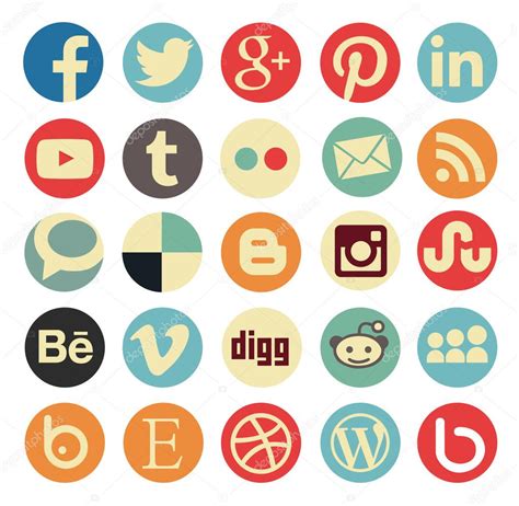Vintage Social Media Icons Simple Social Media Icon Retro Style