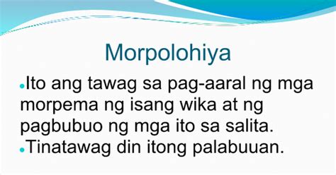 Kahulugan Ng Morpolohiya Halimbawa