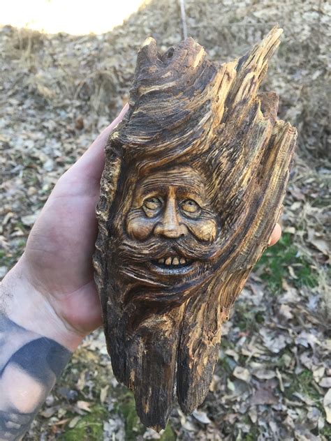 Wood Spirit Carving Hand Carved Wood Art By Josh Carte