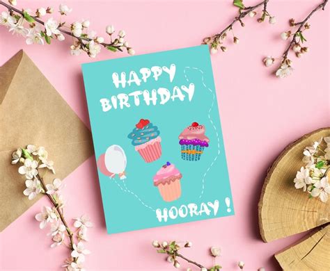 Printable Birthday Card Happy Birthday Card Hand Drawn Etsy