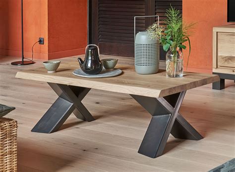 Table basse rectangulaire bois naturel et metal type industriel