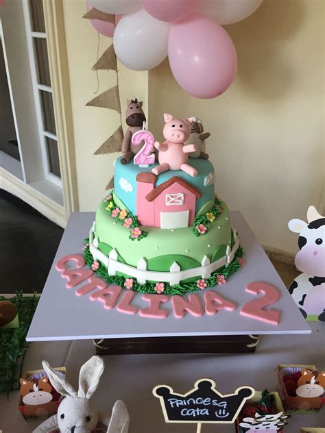 Pink Farm Cake Torta De La Granja Rosada Farm Birthday Cakes