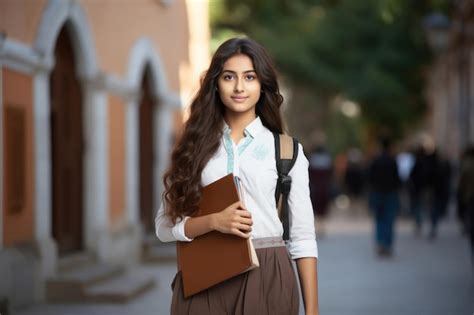 Premium Ai Image Pretty Indian College Girl At The University