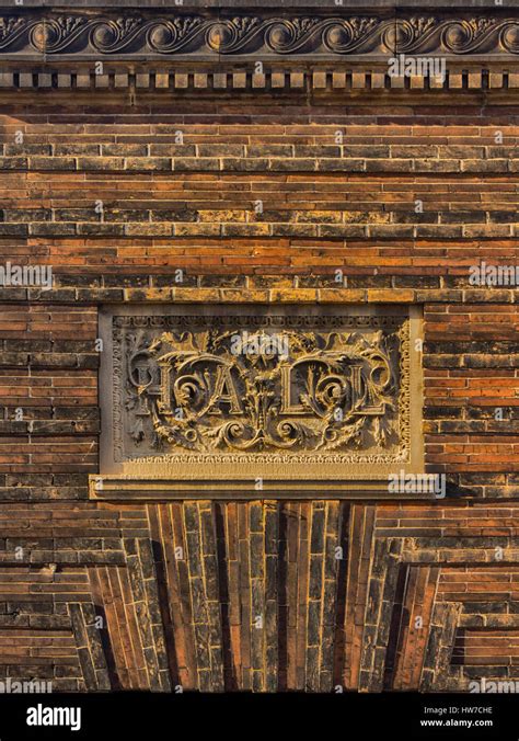 Ornate Sculpted Sign On Old Building Stock Photo Alamy