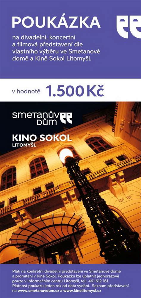 Krátce o festivalu smetanova litomyšl 2021. Smetanův dům i Kino Sokol nabízí dárkové poukazy ...