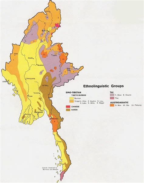 Ethnolinguistic Map Of Burma 1972 Map Burma Myanmar Language Map
