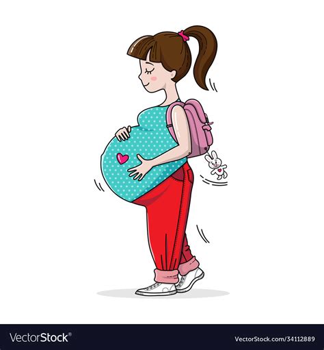 Pregnant Teenage Girl On Walk Royalty Free Vector Image